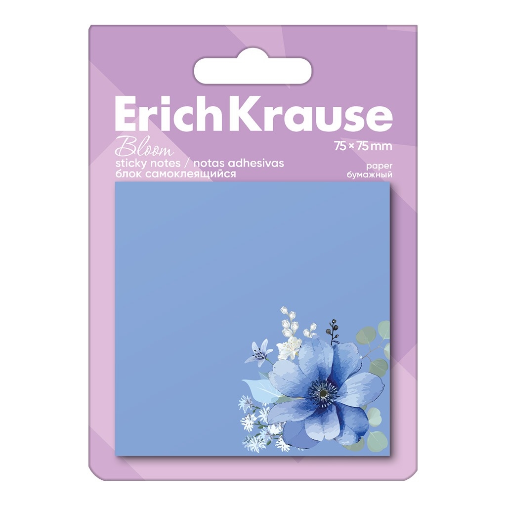 Блок самоклеящийся бумажный ErichKrause Pastel Bloom, 75х75 мм, 50 листов 61664