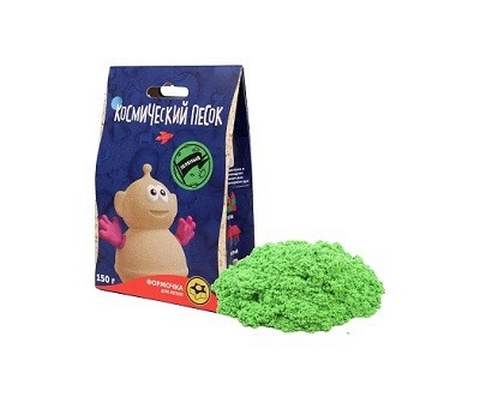 Игрушки в наборе ТМ "Космический песок" зелёный + формочка 150 г. Пакет.