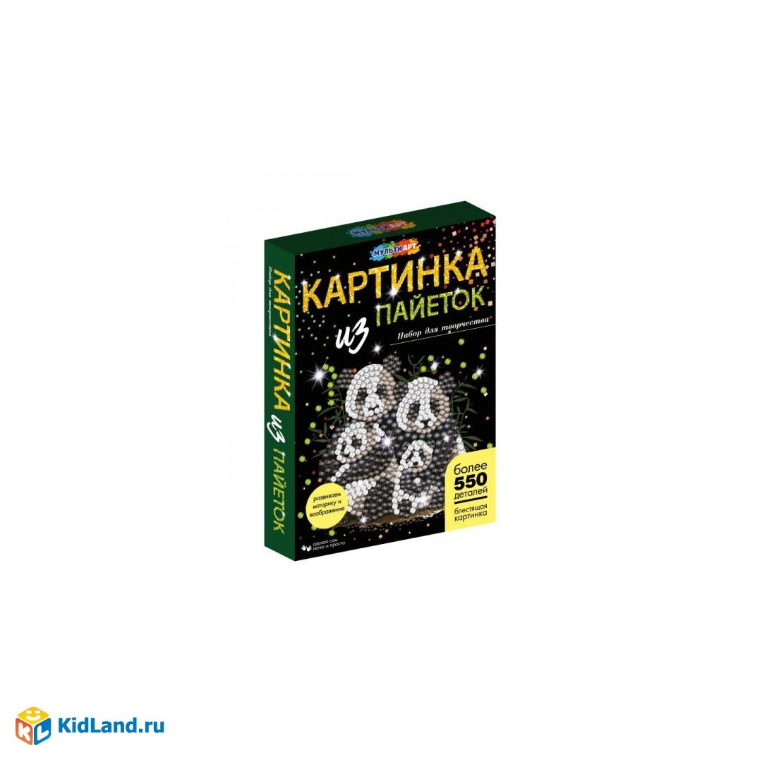 Картина пайетками 26*18 см семья панд МУЛЬТИ АРТ в кор.24шт