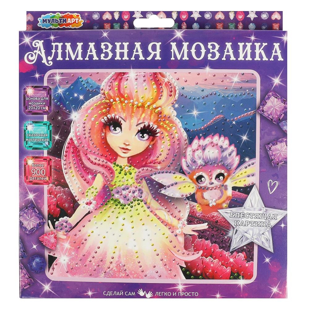 Алмазная мозаика 20*20 см цветочная фея МУЛЬТИ АРТ в кор.48шт