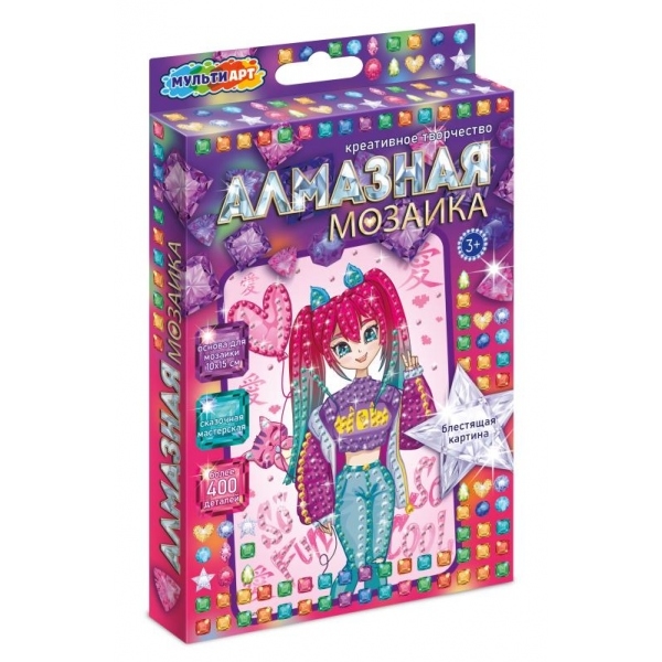 Алмазная мозаика, 10х15 см. "Аниме девочка" MultiArt AM10X15-ANIM (50)
