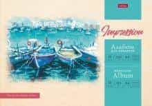 АЛЬБОМ для рисования Акварелью 20л А4ф 200г/кв.м отрывная склейка мат ламин,тиснение жесткая подложка-Причал-