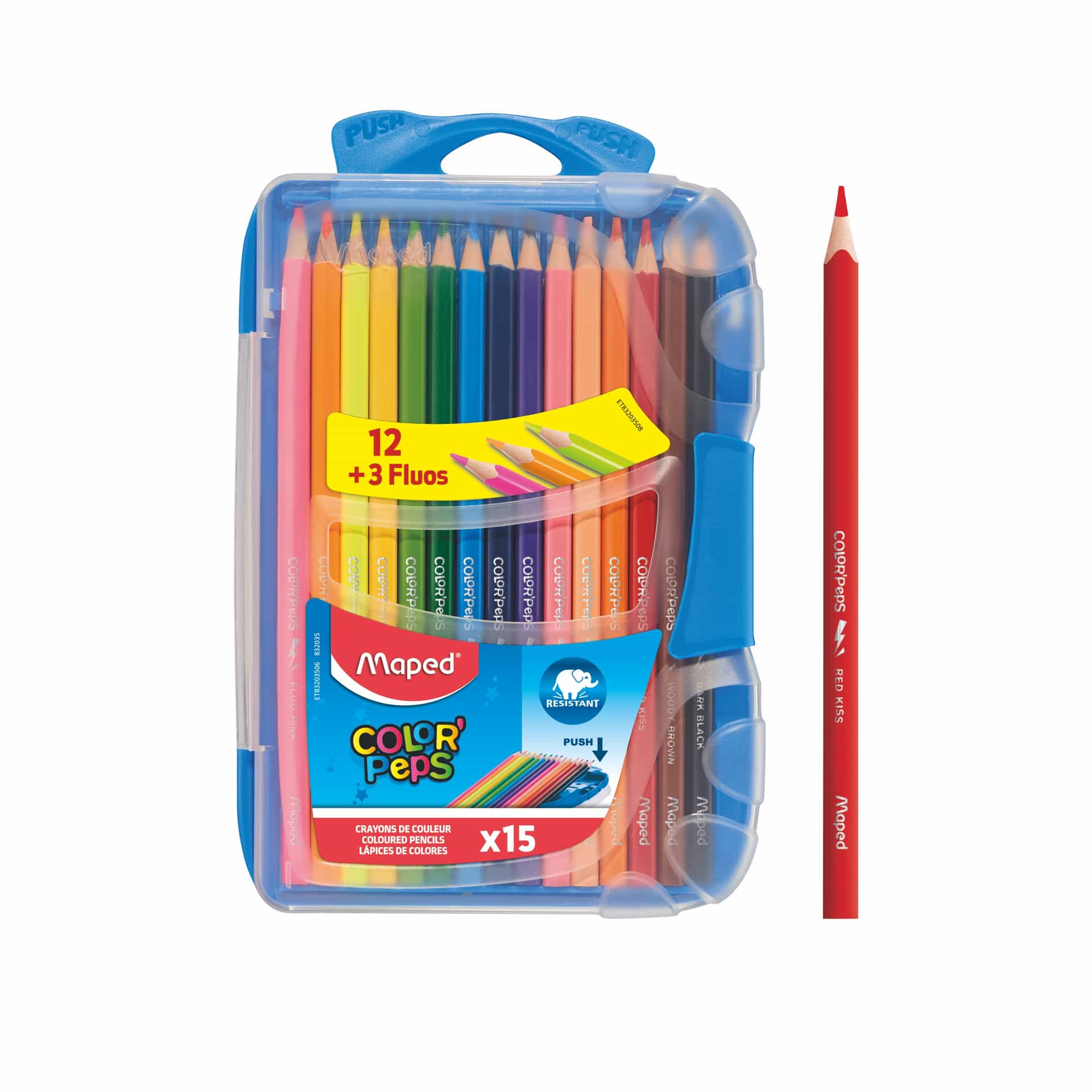 Карандаши цвет.Maped(15цвColor'Peps в пласт.пенал)
