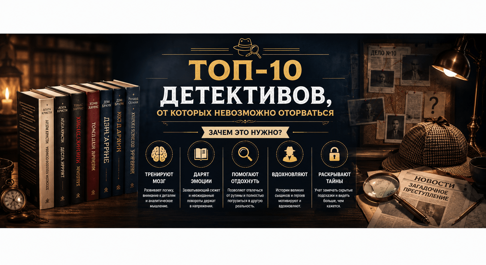 🕵️ Топ-10 детективов, от которых невозможно оторваться