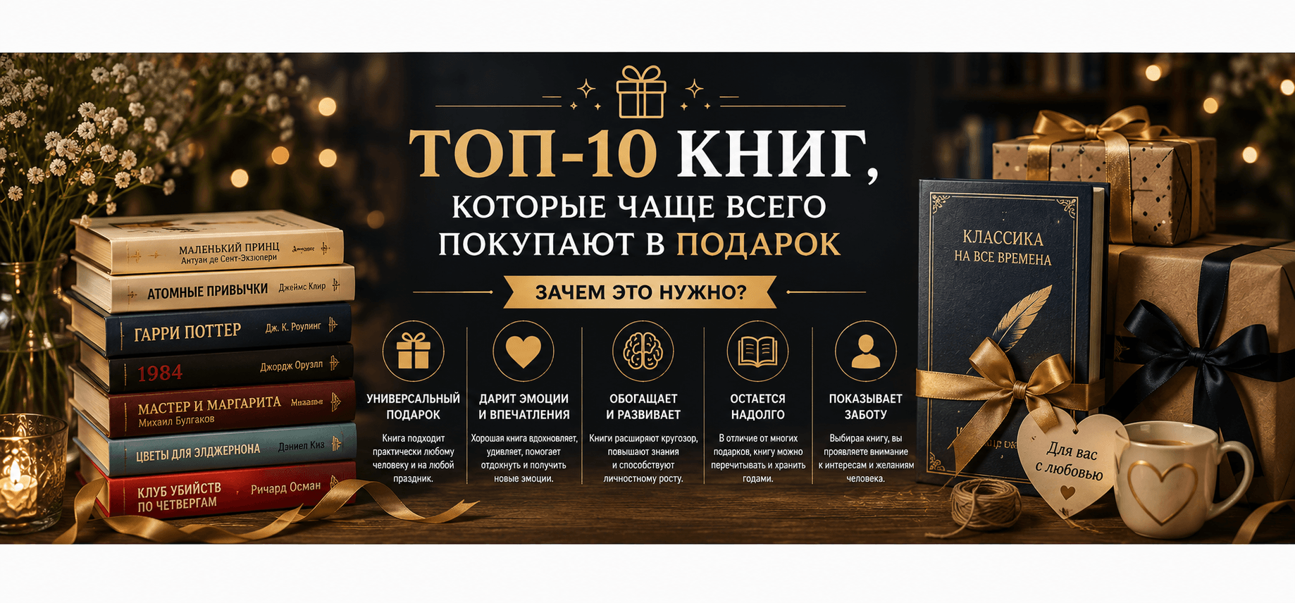 🎁 Топ-10 книг, которые чаще всего покупают в подарок