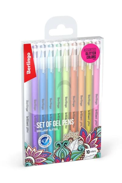 Ручка гелевая Выгодный набор Berlingo Brilliant Glitter микс цветов, 1 мм, 10 штук