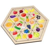 Деревянная игра головоломка для малышей "Овощи, фрукты, ягоды" Занимательные треугольники (развивающие пазлы для маленьких) Десятое королевство