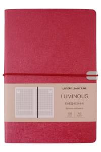 Ежедневник недат. А5 136л "LUMINOUS" малиновый пунш, иск.кожа, интегр.переплет, торец в цвет обл, на резинке, тонир.блок, ляссе