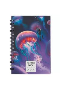 Скетчбук А5 100л "SKETCHBOOK. Медузы", 100г/м2, евроспираль