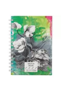 Скетчбук А5 60л "SKETCHBOOK. Flower" белый офсет, 120г/м2, софт.тач., евроспираль
